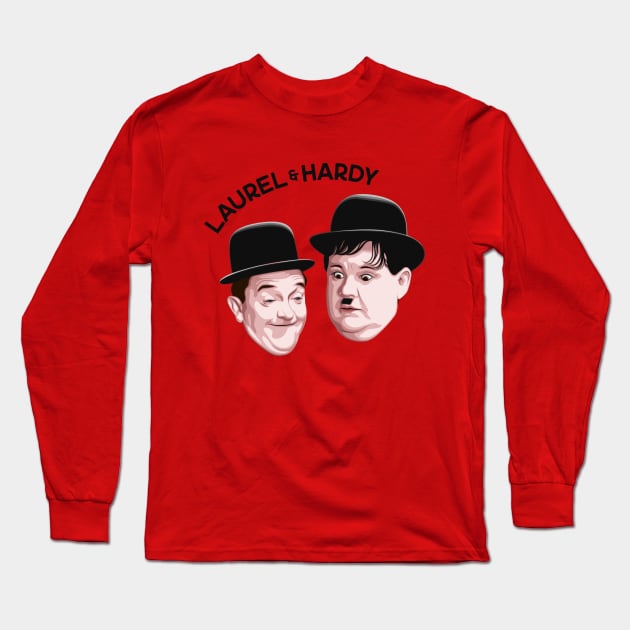 Laurel & Hardy (Color) Long Sleeve T-Shirt by PlaidDesign